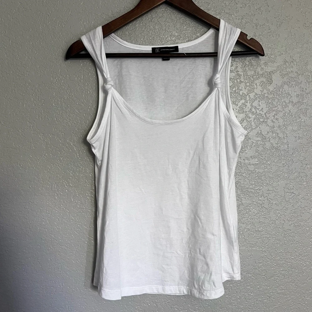 INC International Concepts Knotted Strap Tank Top Women’s Bright White Small